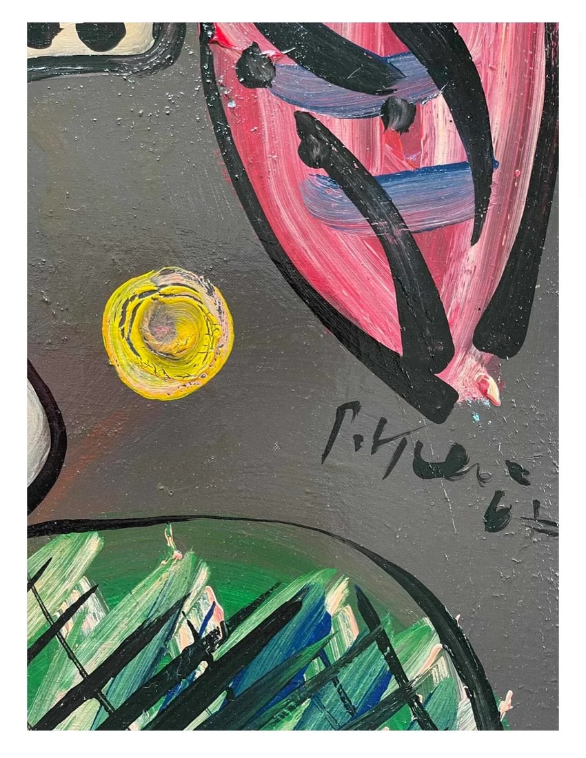 1960s "Spanish Lady" Abstract Face Painting by Peter Keil, Framed - 3