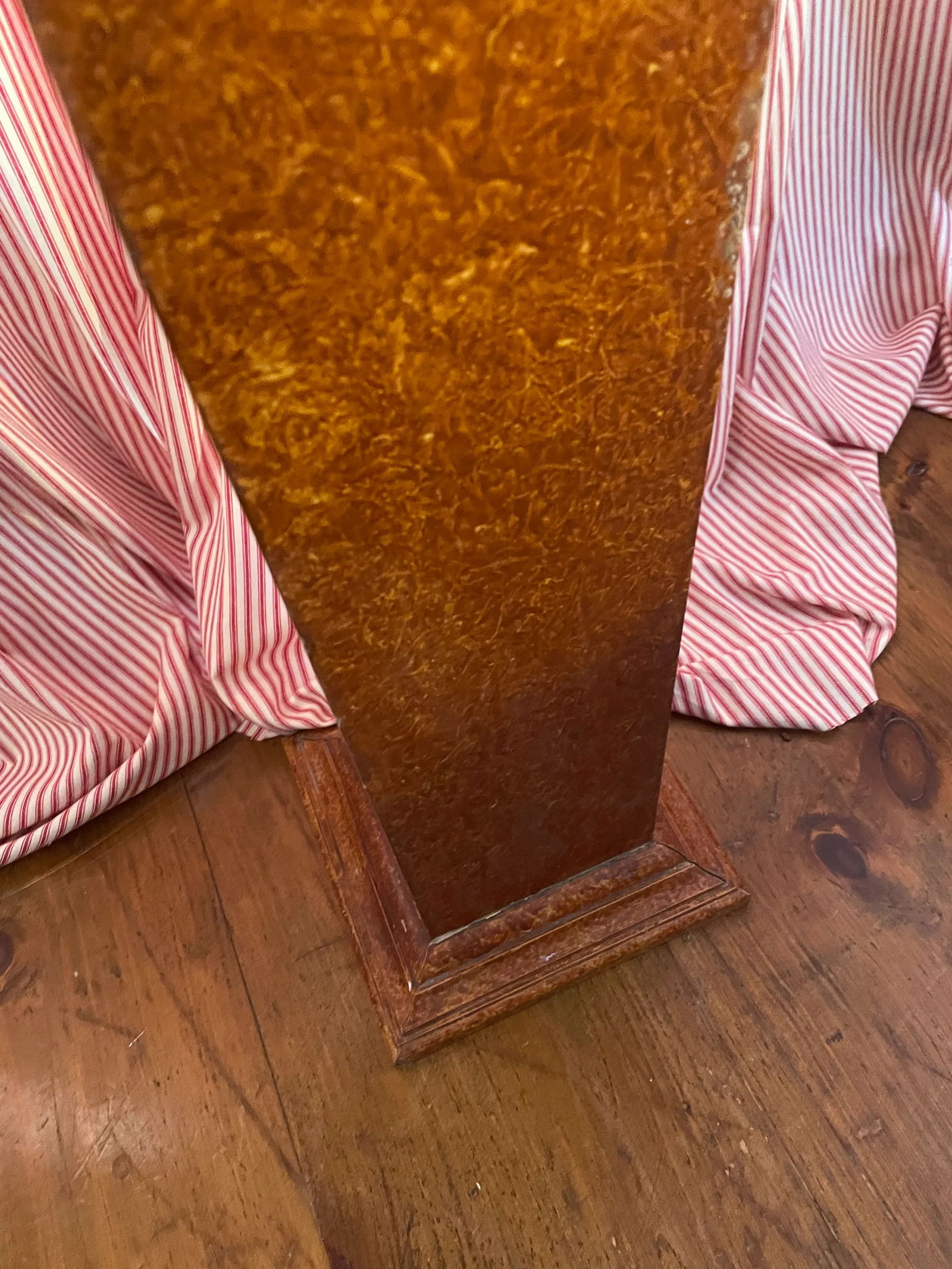 Early 20th Century Metal Tazza Urn on Burl Base on Faux Finish Pedestal- 2 Pieces - 7