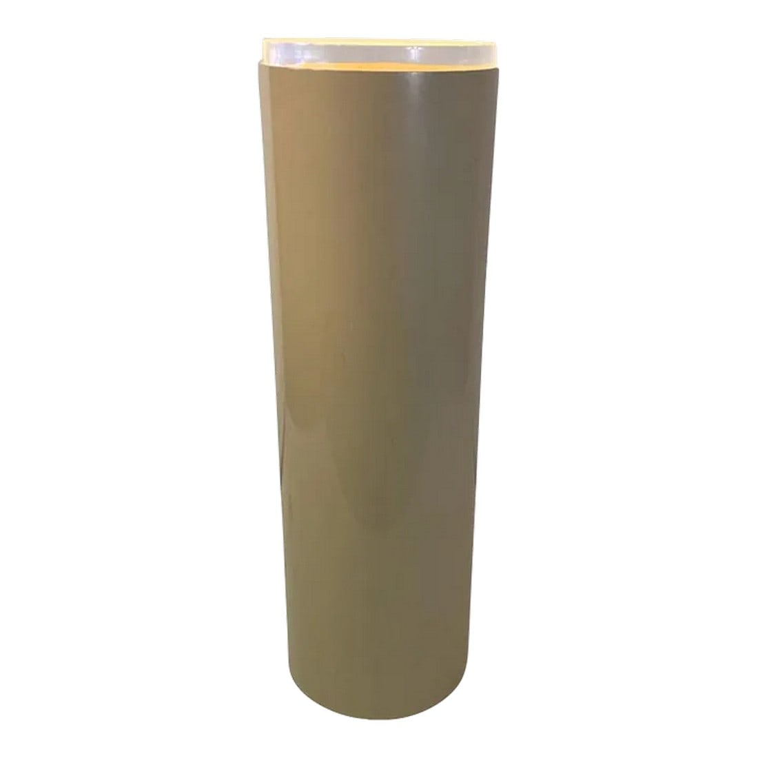 1970s Enrique Garcel Illuminated Pedestal: Cream Lacquered illuminated Column With Lucite Top Designed By Enrique Garcel in The 1970's. Condition: Alterations: Unknown Imperfections: Some Imperfections Condition Notes: Good. Age Appropriate
