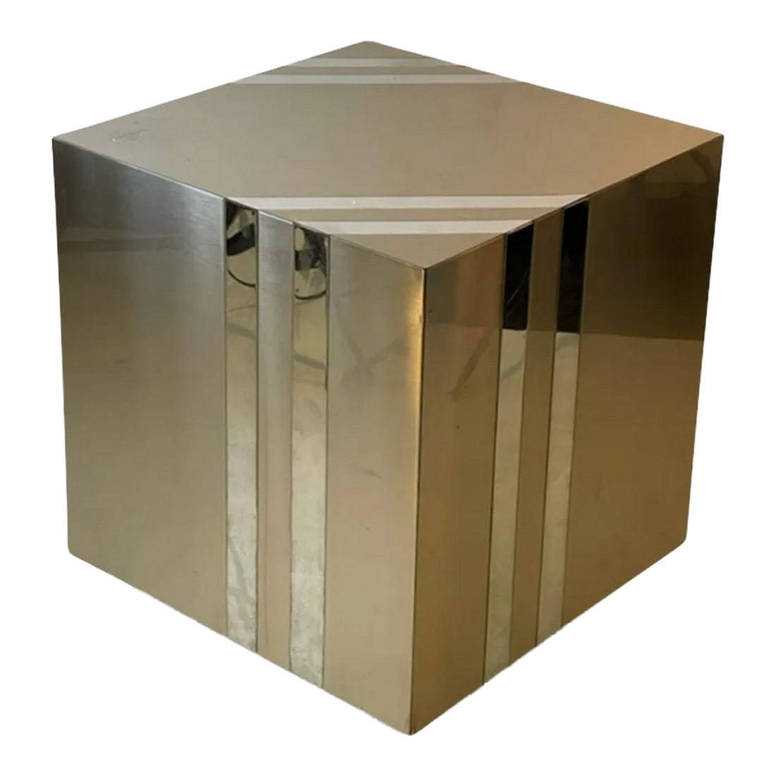 1970s Pierre Cardin Modernist Striped Chrome Cube (1 of 10)