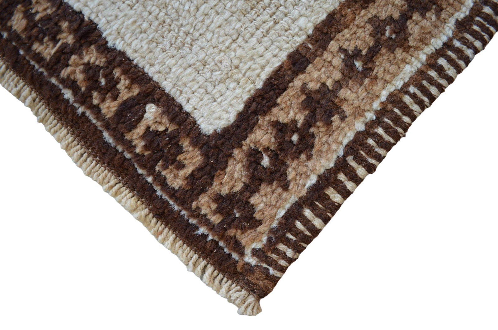 1970s Pure Natural Undyed Wool Hand-Knotted Turkish Runner Rug Moroccan Style - 2"²9"³ - 12