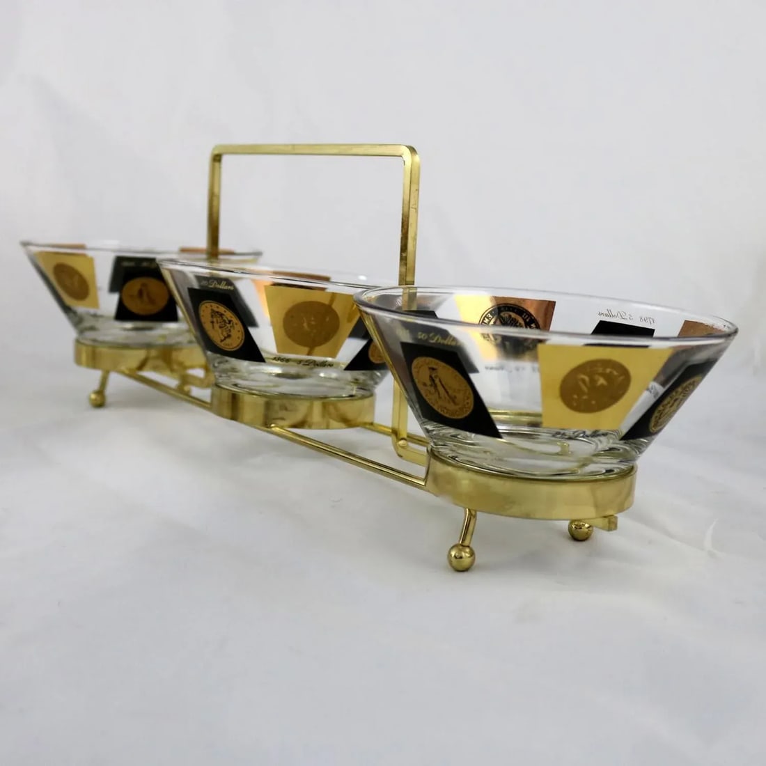 Cera Black & Gold Coin Design Barware and Glasses - Set of 26 - 4