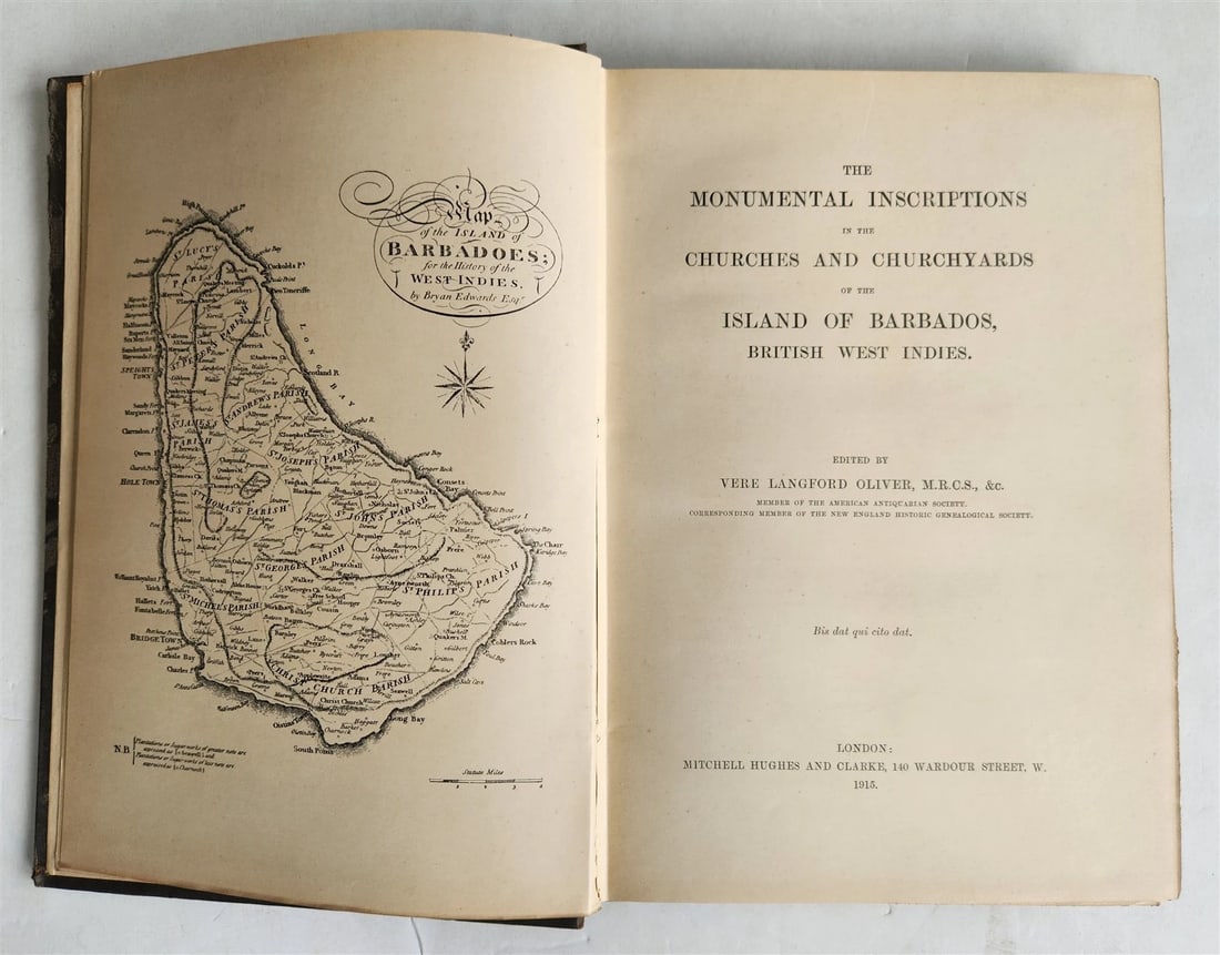 1915 Monumental Inscriptions in Churches &Churchyards of Barbados ANTIQUE: Title: 1915 Monumental Inscriptions in Churches &Churchyards of Barbados ANTIQUE Description: The Monumental Inscriptions in The Churches and Churchyards of The Island of Barbados by Vere Langford
