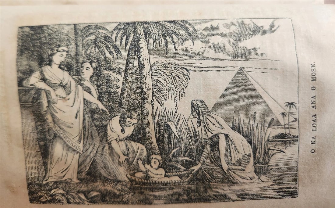 1864 BIBLE STORIES in HAWAIIAN antique ILLUSTRATED rare - 6