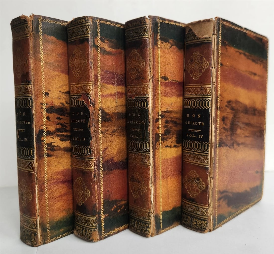 1828 DON QUIXOTE 4 VOLUMES printed in PHILADELPHIA antique AMERICAN EDITION (1 of 7)