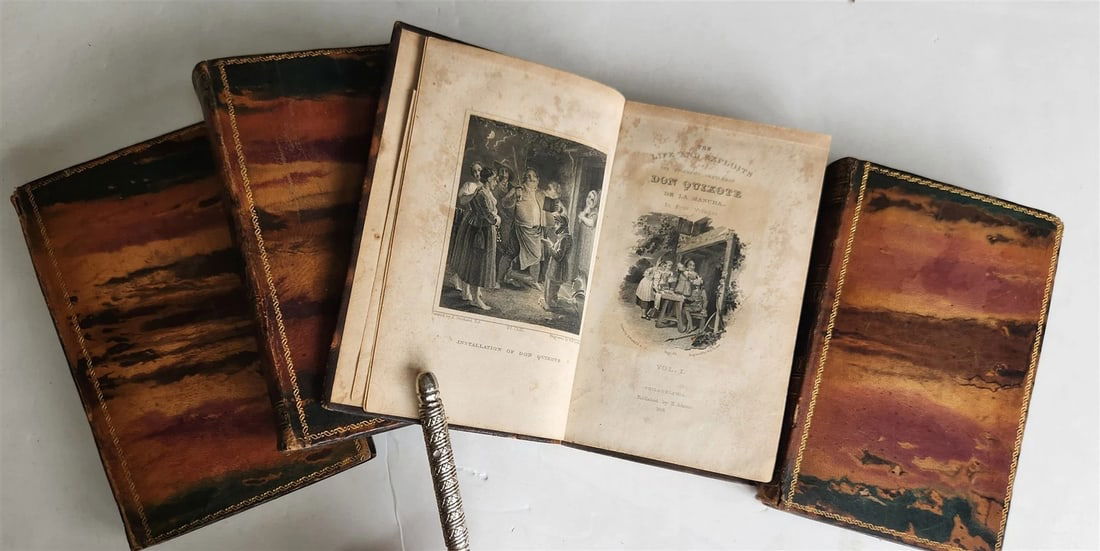 1828 DON QUIXOTE 4 VOLUMES printed in PHILADELPHIA antique AMERICAN EDITION - 2