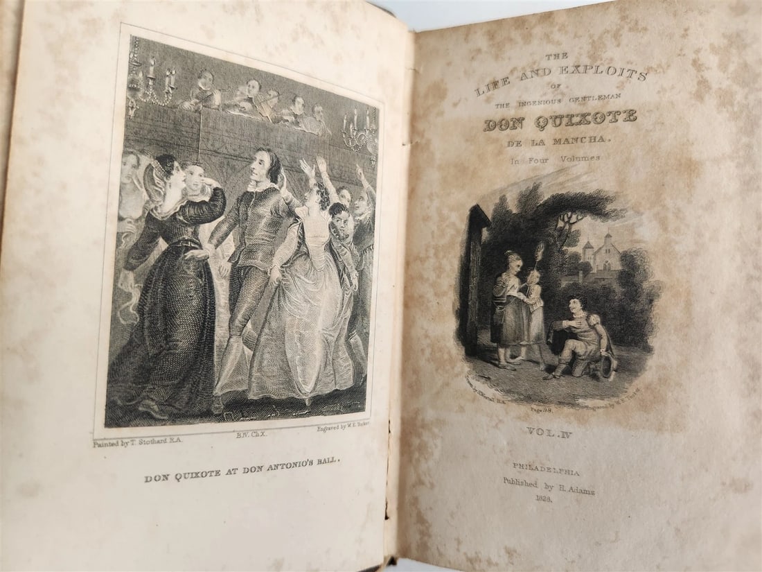 1828 DON QUIXOTE 4 VOLUMES printed in PHILADELPHIA antique AMERICAN EDITION - 3