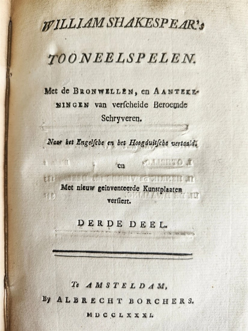1778-1782 WILLIAM SHAKESPEARE's TOONEELSPELEN antique 4 VOLUMES in DUTCH - 6
