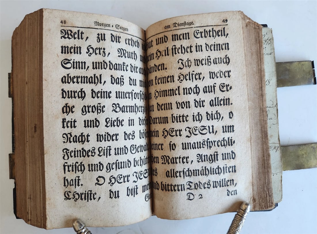 1793 GERMAN HYMNAL printed in KONIGSBERG antique DECORATIVE BINDING w/ CLASPS - 10