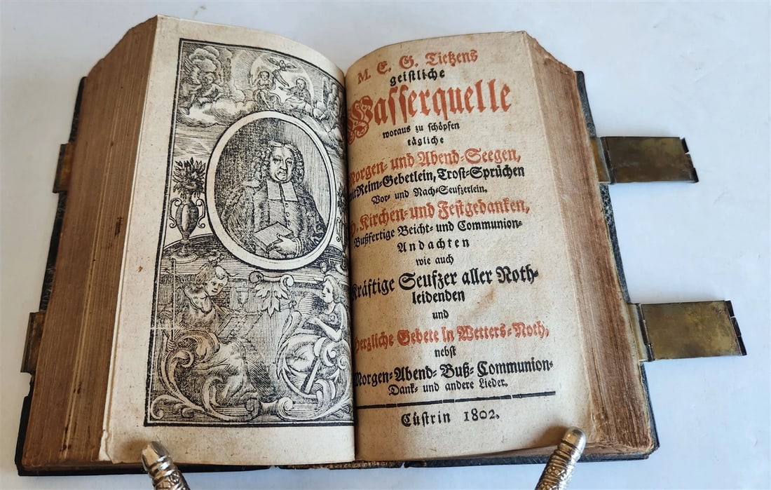 1793 GERMAN HYMNAL printed in KONIGSBERG antique DECORATIVE BINDING w/ CLASPS - 9