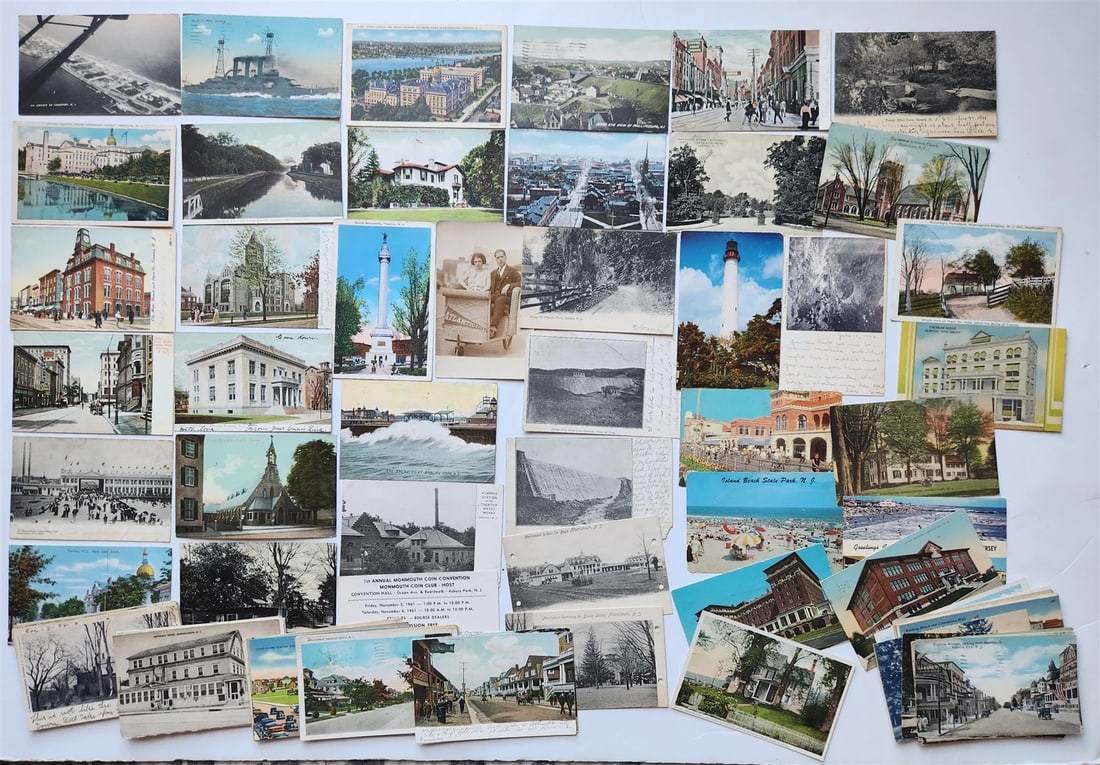 NEW JERSEY NJ lot of 89 ANTIQUE & VINTAGE POSTCARDS: Title: NEW JERSEY NJ lot of 89 ANTIQUE & VINTAGE POSTCARDS Description: Most are in good condition, a few with punched holes Reserve: $70.00 Shipping:Domestic: Flat-rate of $25.00 to