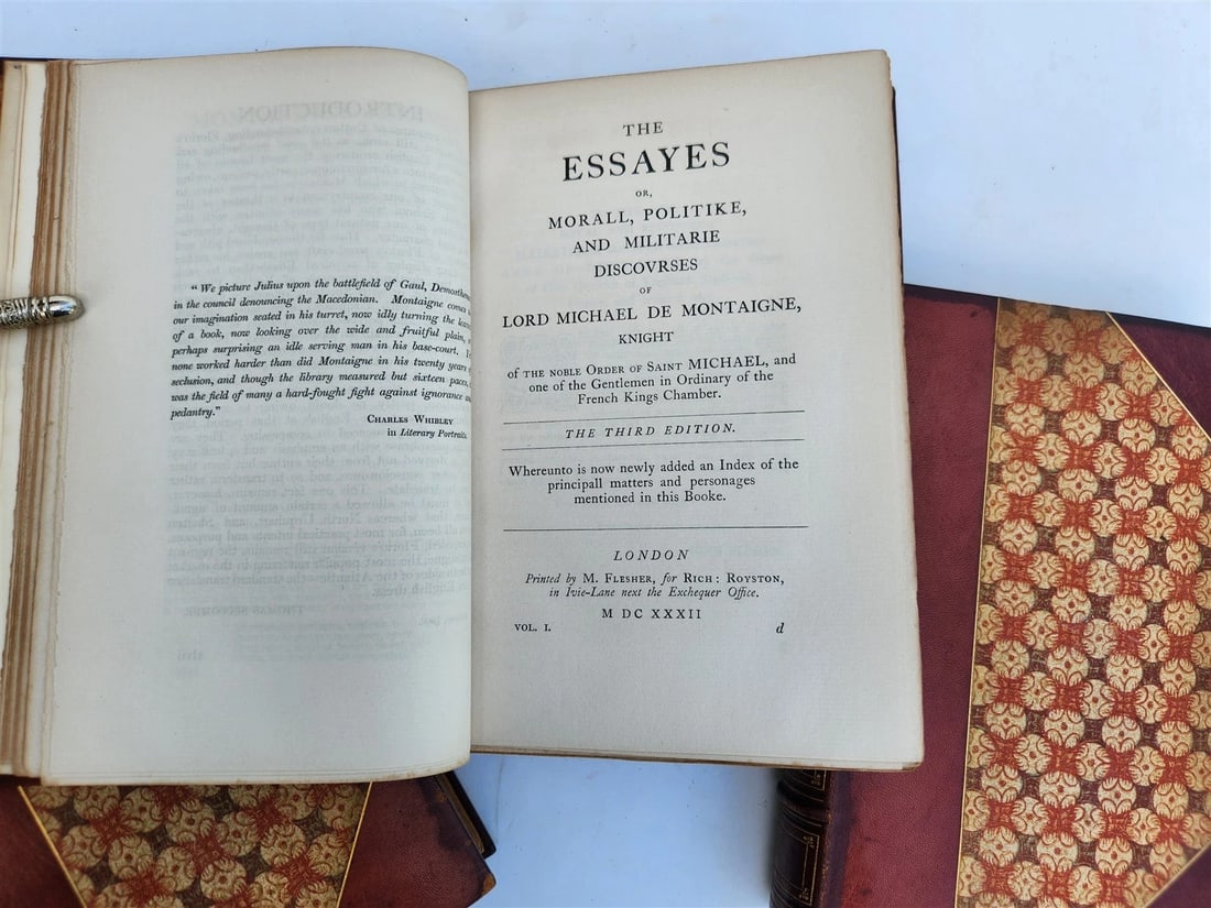 1908 ESSAYES of MICHAEL LORD of MONTAIGNE antique 3 VOLUMES in ENGLISH LTD ED. - 7