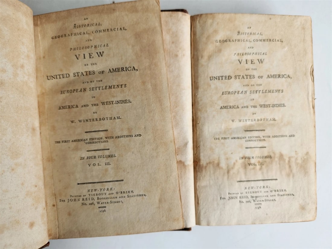 1796 Historical Geographical Commercial Philosophical View of USA 4 VOLS antique - 3