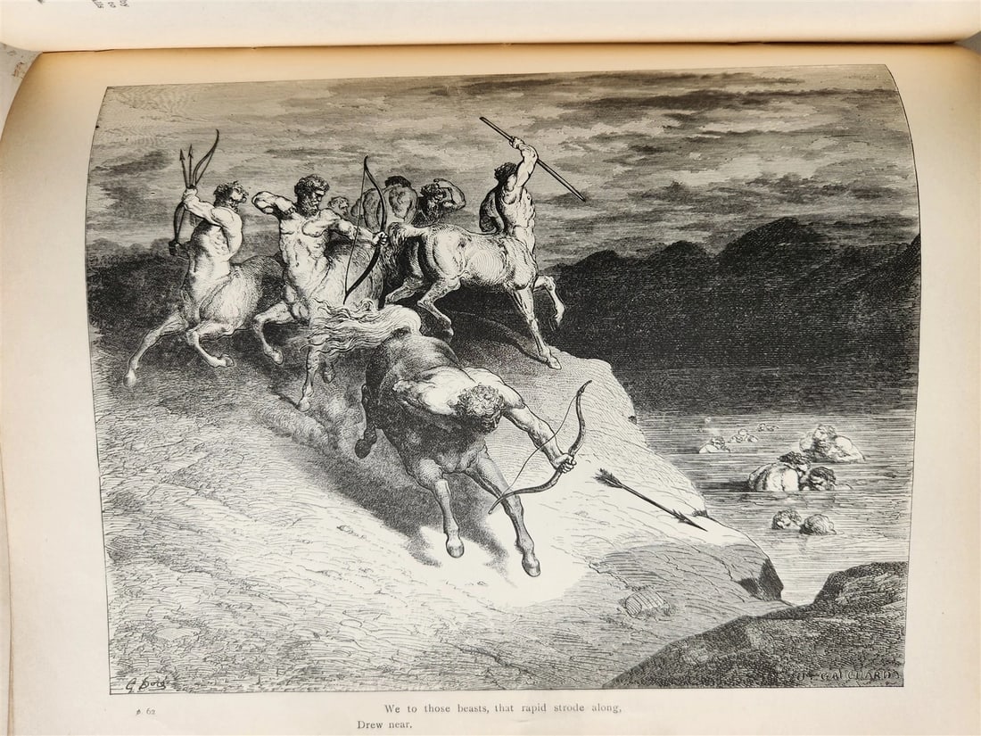 1880s DANTE'S INFERNO ILLUSTRATED by GUSTAVE DORE antique FOLIO - 18