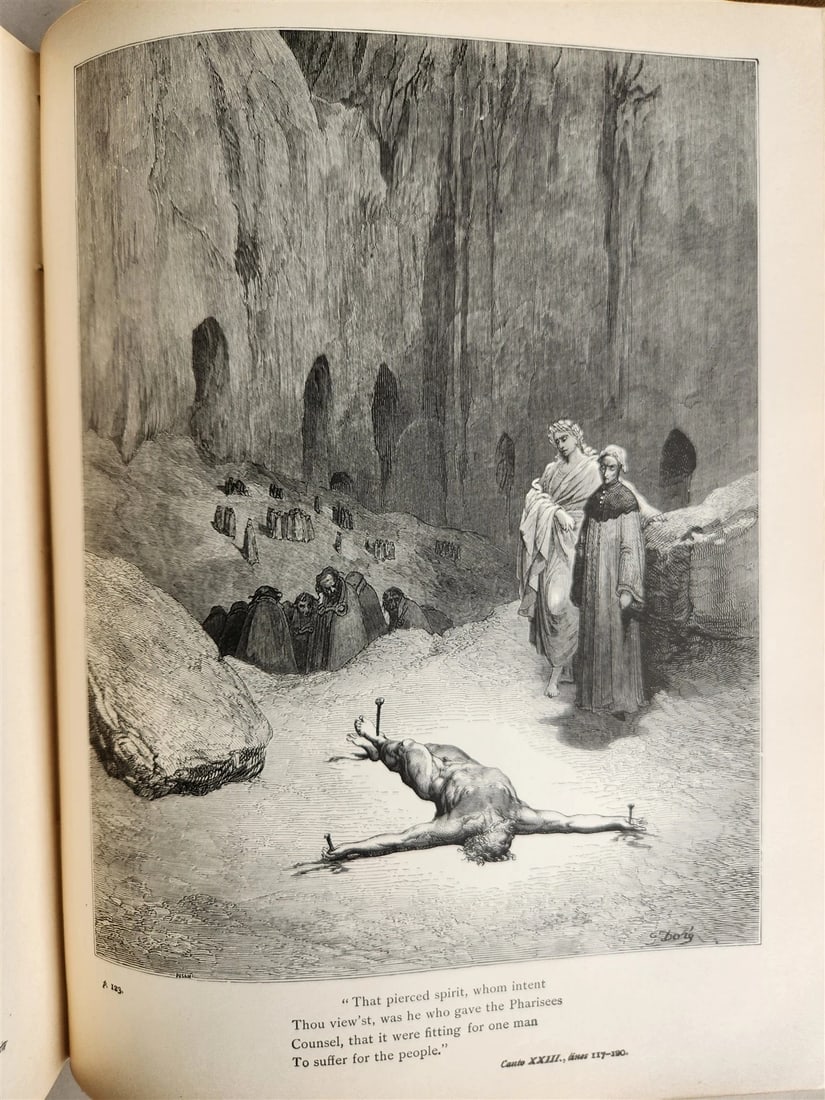 1880s DANTE'S INFERNO ILLUSTRATED by GUSTAVE DORE antique FOLIO - 3