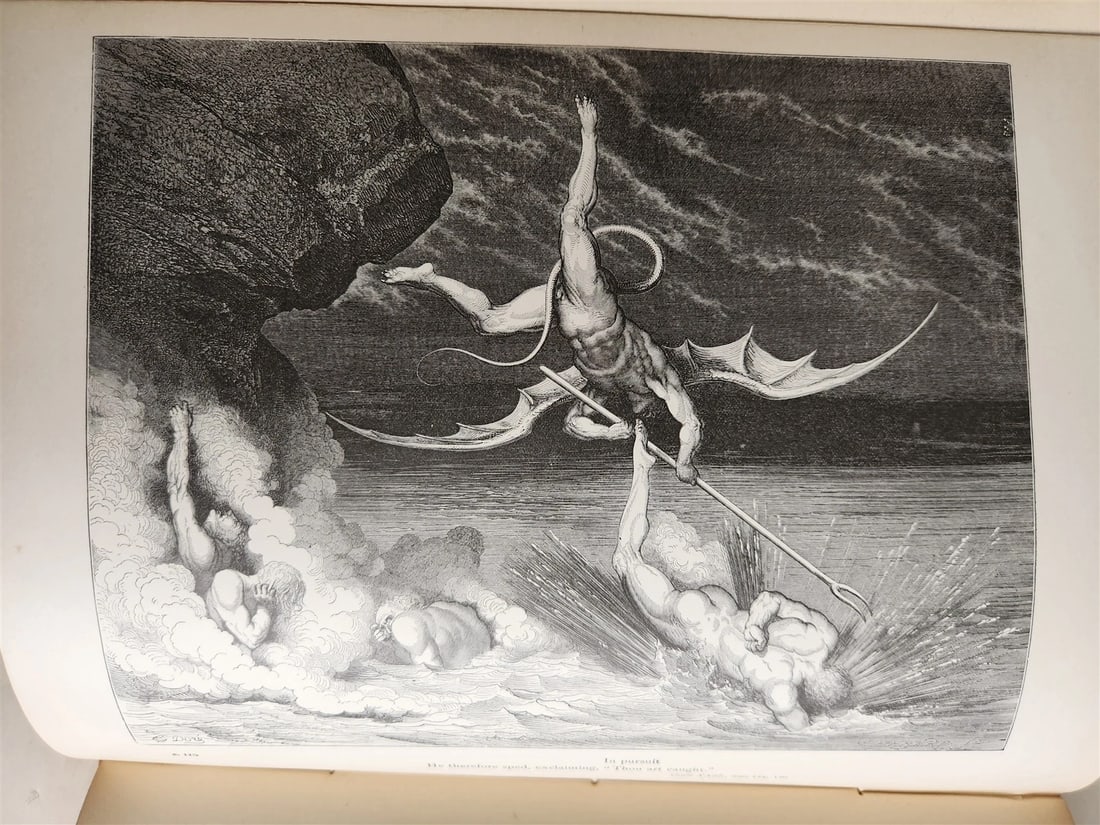 1880s DANTE'S INFERNO ILLUSTRATED by GUSTAVE DORE antique FOLIO - 7