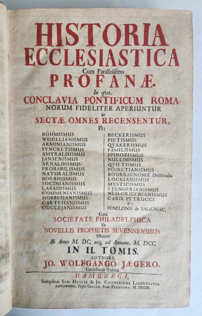 1709 HISTORIA ECCLESIASTICA VELLUM BOUND FOLIO antique - 3