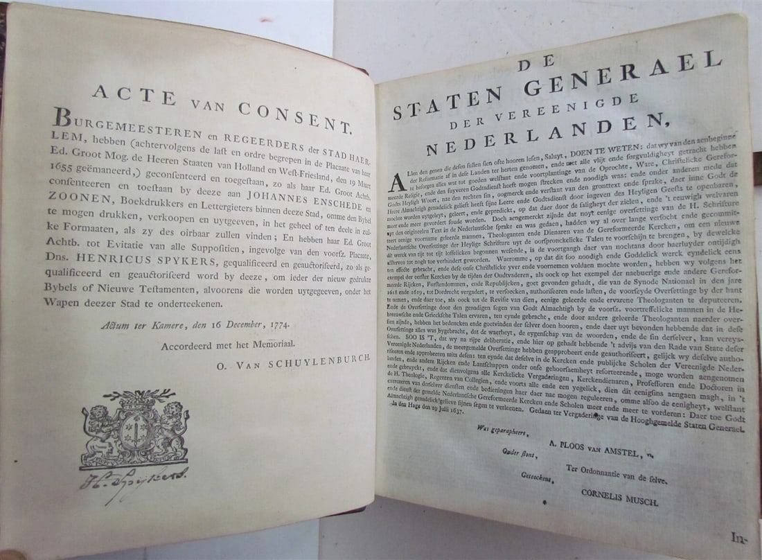 1782 BIBLE LEATHER BOUND w/ CLASPS BIBLIA SACRA antique in DUTCH NETHERLANDS - 5