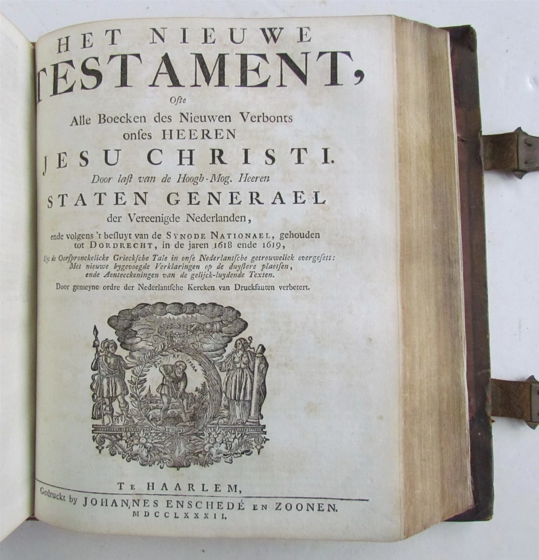 1782 BIBLE LEATHER BOUND w/ CLASPS BIBLIA SACRA antique in DUTCH NETHERLANDS - 7