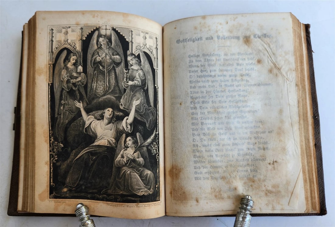 1852 GERMAN PRAYER BOOK antique w/ DECORATIVE BINDING illustrated - 11