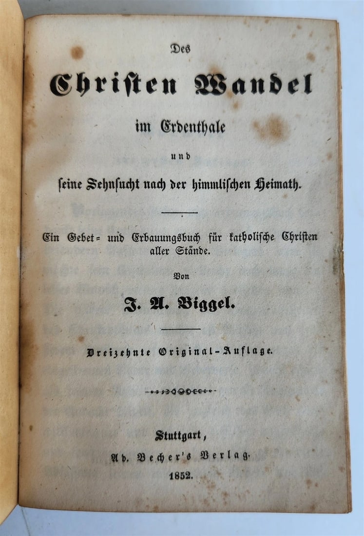 1852 GERMAN PRAYER BOOK antique w/ DECORATIVE BINDING illustrated - 2