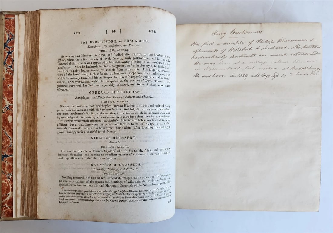 1805 DICTIONARY of PAINTERS by Matthew Pilkington 2 VELLUM BOUND VOLUMES antique - 3