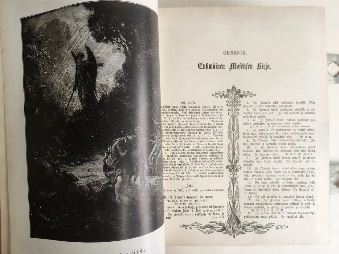 1890 BIBLE in FINNISH ANTIQUE VICTORIAN MASSIVE FOLIO GUSTAVE DORE ILLUSTRATED - 10