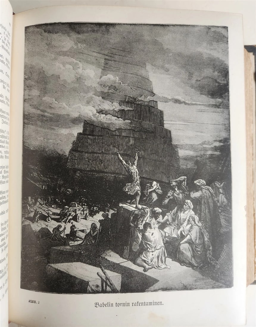 1890 BIBLE in FINNISH ANTIQUE VICTORIAN MASSIVE FOLIO GUSTAVE DORE ILLUSTRATED - 12