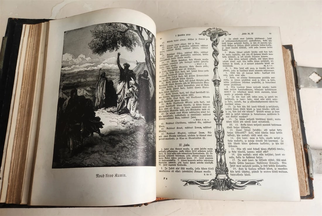 1890 BIBLE in FINNISH ANTIQUE VICTORIAN MASSIVE FOLIO GUSTAVE DORE ILLUSTRATED - 13