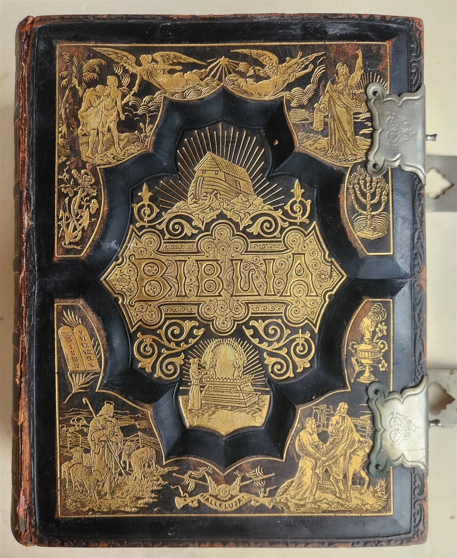 1890 BIBLE in FINNISH ANTIQUE VICTORIAN MASSIVE FOLIO GUSTAVE DORE ILLUSTRATED - 4