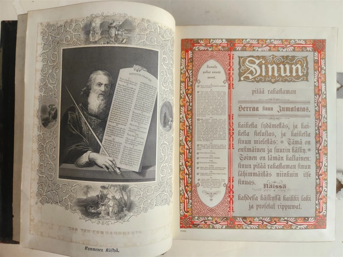 1890 BIBLE in FINNISH ANTIQUE VICTORIAN MASSIVE FOLIO GUSTAVE DORE ILLUSTRATED - 6
