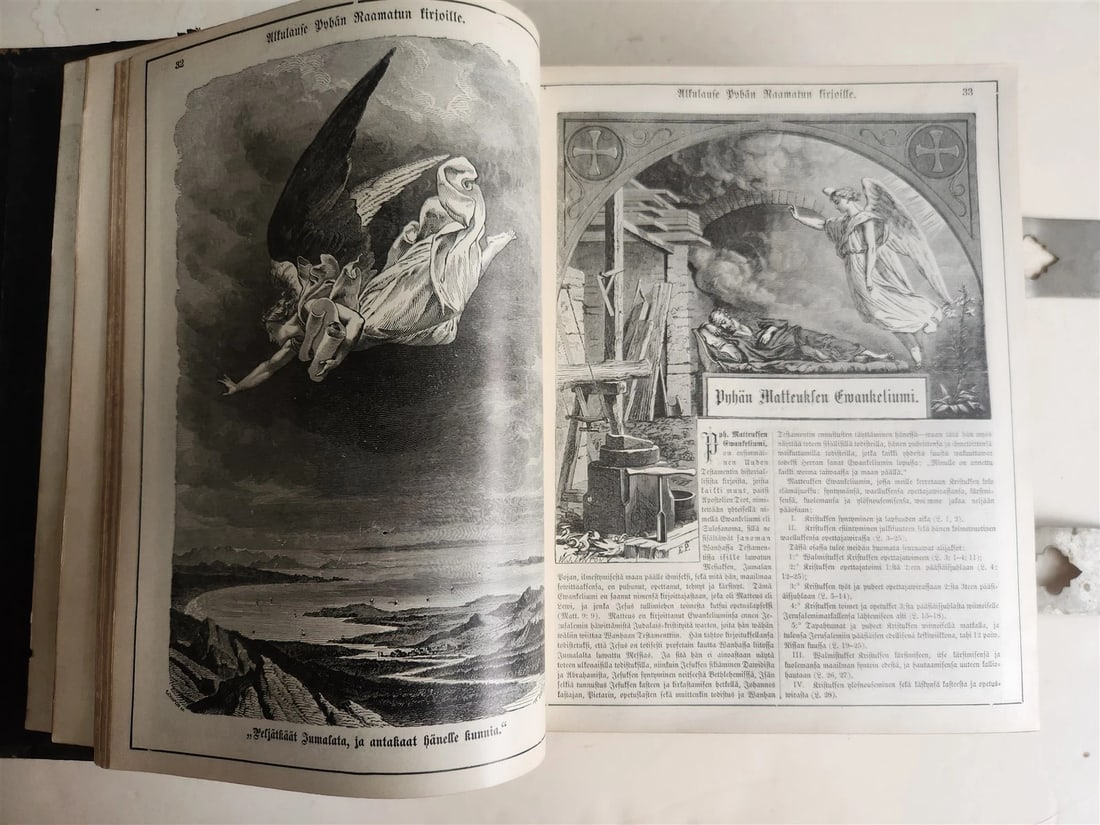 1890 BIBLE in FINNISH ANTIQUE VICTORIAN MASSIVE FOLIO GUSTAVE DORE ILLUSTRATED - 7