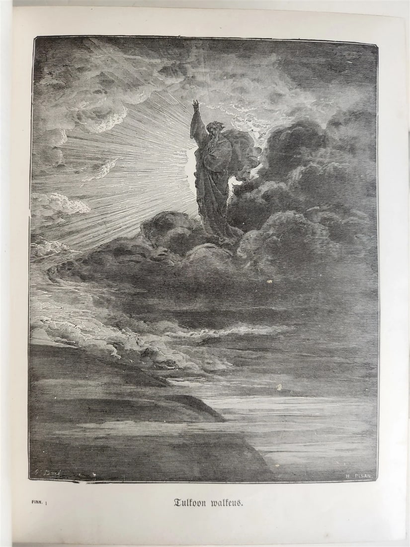 1890 BIBLE in FINNISH ANTIQUE VICTORIAN MASSIVE FOLIO GUSTAVE DORE ILLUSTRATED - 9