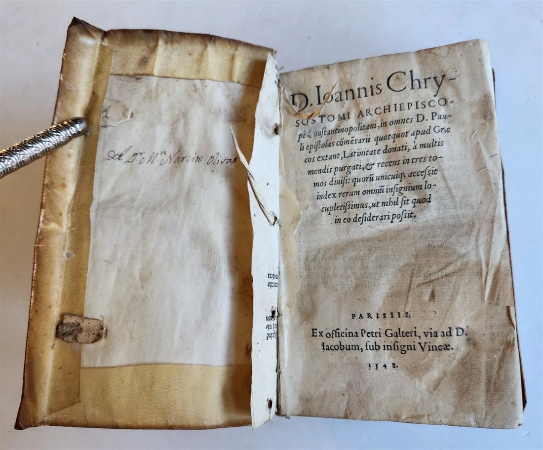 1548 BIBLE COMMENTARY by IOANNIS CHRYSOSTOMI antique VELLUM BOUND - 4