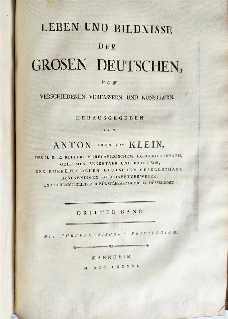 1785 LIVES & PORTRAITS of GREAT GERMANS antique ILLUSTRATED FOLIO - 7