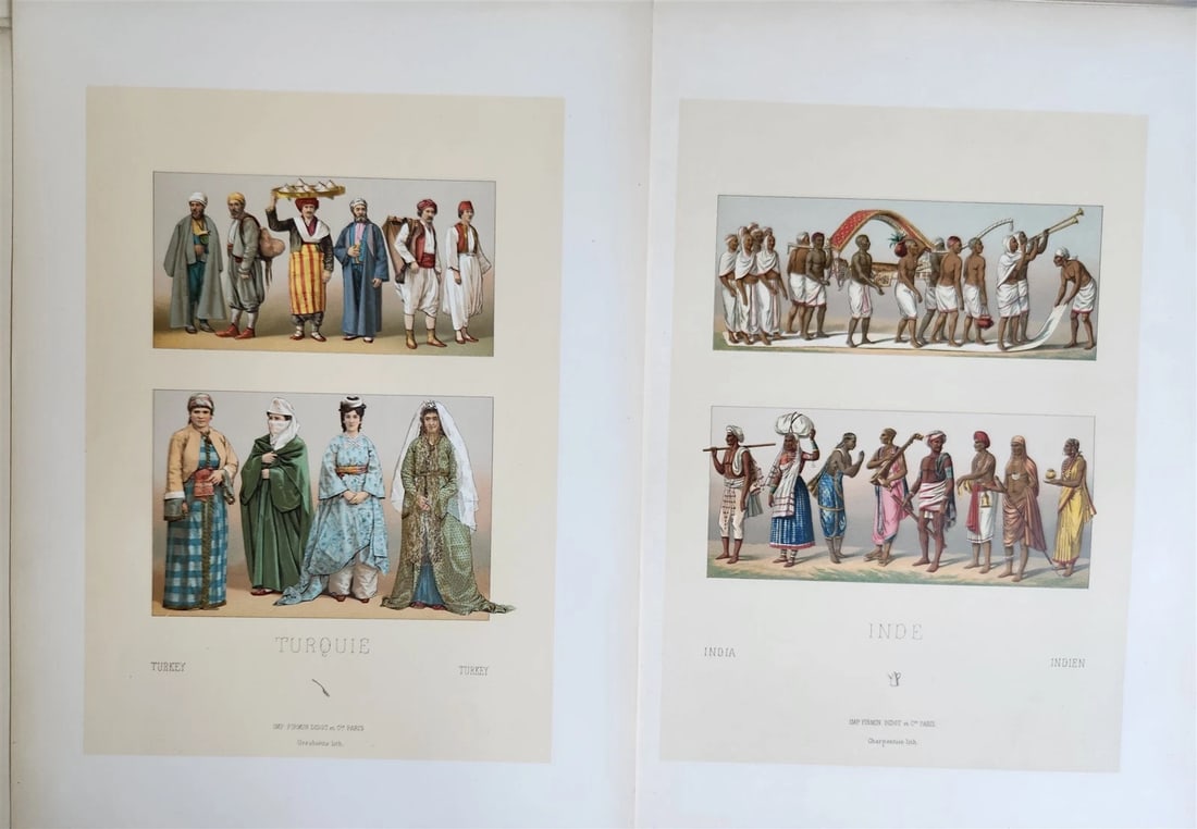 LE COSTUME by RACINET ILLUSTRATED AFRICA INDIA & TURKEY antique 24 PLATES - 4