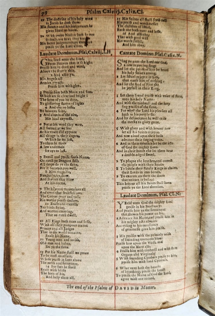 1650 BIBLE in ENGLISH antique FINE ORIGINAL BINDING w/ SILVER CORNER PIECES - 8