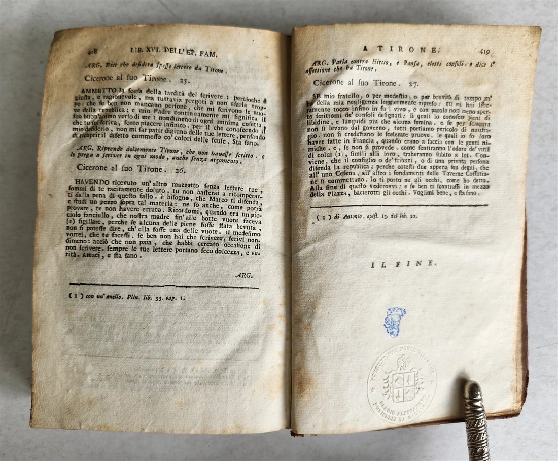 1761 LE EPISTOLE FAMIGLIARI di CICERONE da ALDO MANUZIO antique - 6