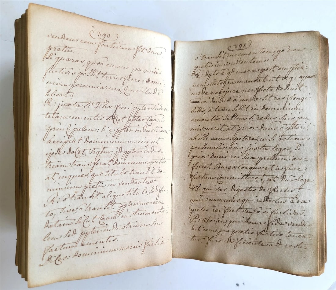 18th CENTURY LATIN MANUSCRIPT BOOK antique TRACTATUS DE JURE ET JUSTITIA vellum - 6