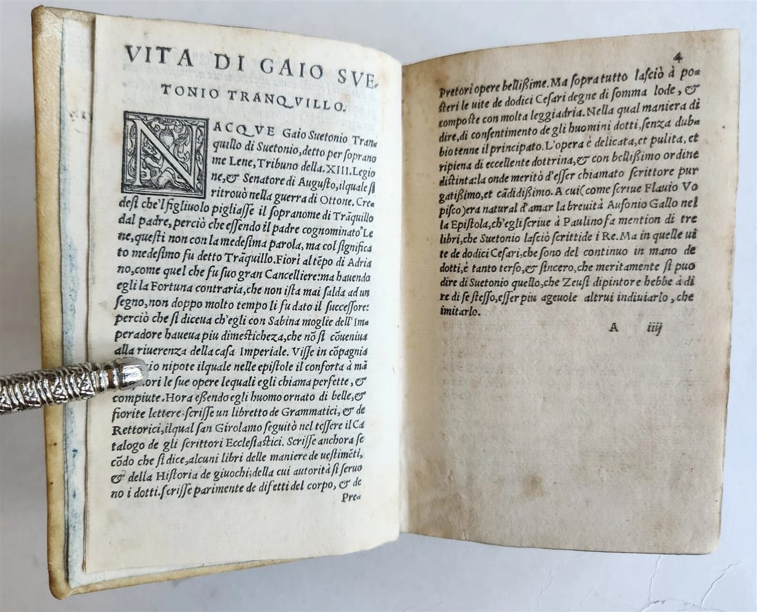 1554 LIFE of TWELVE CAESARS by SUETONIUS antique VELLUM BOUND ROMAN HISTORY - 4