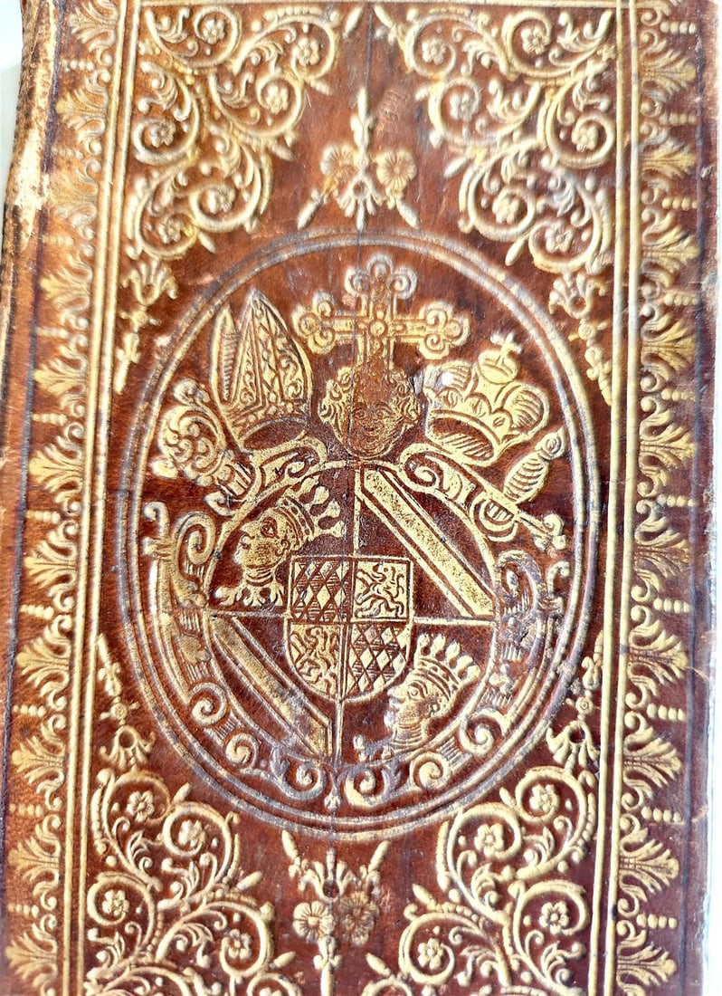 1727 MAGNIFICENT BINDING COAT of ARMS antique Deliciarum sacrarum et acroamatum - 6