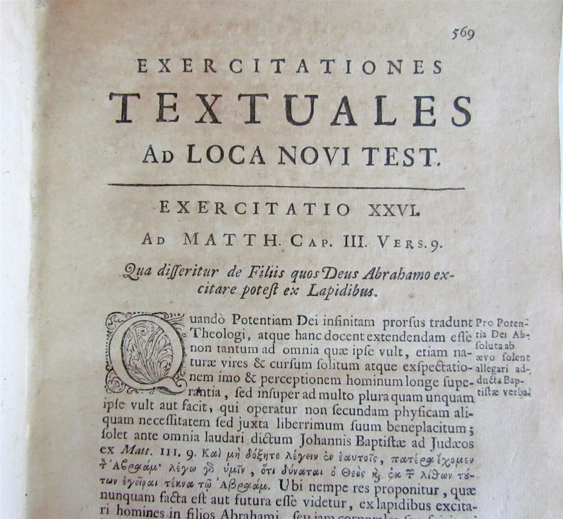 1707 BIBLE COMMENTARY by Johannis Marckii antique GILT EMBOSSED VELLUM BOUND - 2