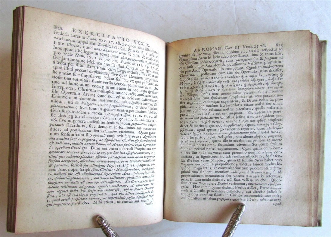 1707 BIBLE COMMENTARY by Johannis Marckii antique GILT EMBOSSED VELLUM BOUND - 3