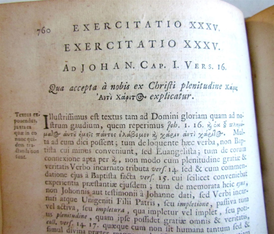 1707 BIBLE COMMENTARY by Johannis Marckii antique GILT EMBOSSED VELLUM BOUND - 4