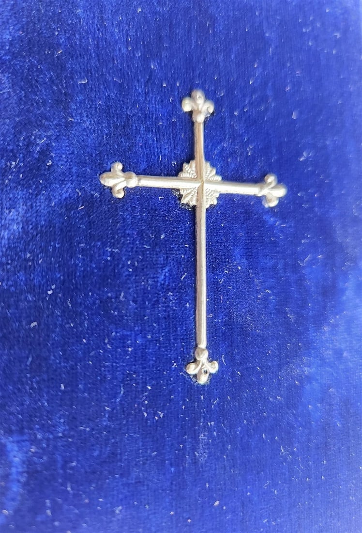 1876 PRAYER BOOK in GERMAN antique VELVET w/ SILVER EDGES BINDING - 2