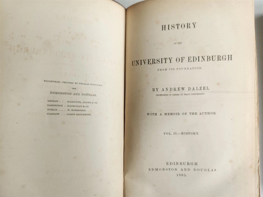 1862 History of The University of Edinburgh 2 VOLUMES by Andrew Dalzel antique - 4