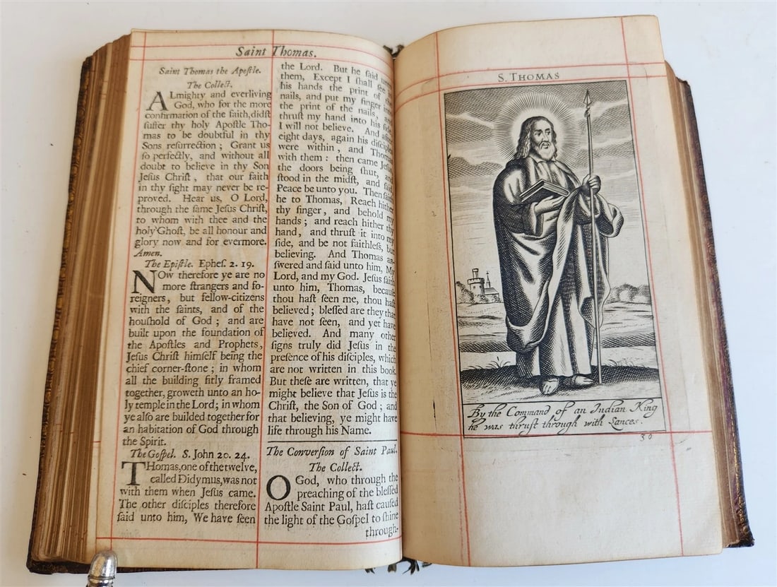1701 BOOK OF COMMON PRAYER in ENGLISH w/ PSALMS of DAVID ANTIQUE illustrated - 12