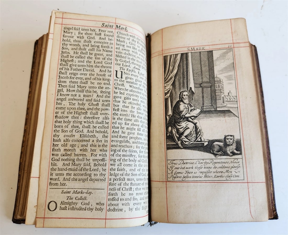 1701 BOOK OF COMMON PRAYER in ENGLISH w/ PSALMS of DAVID ANTIQUE illustrated - 13