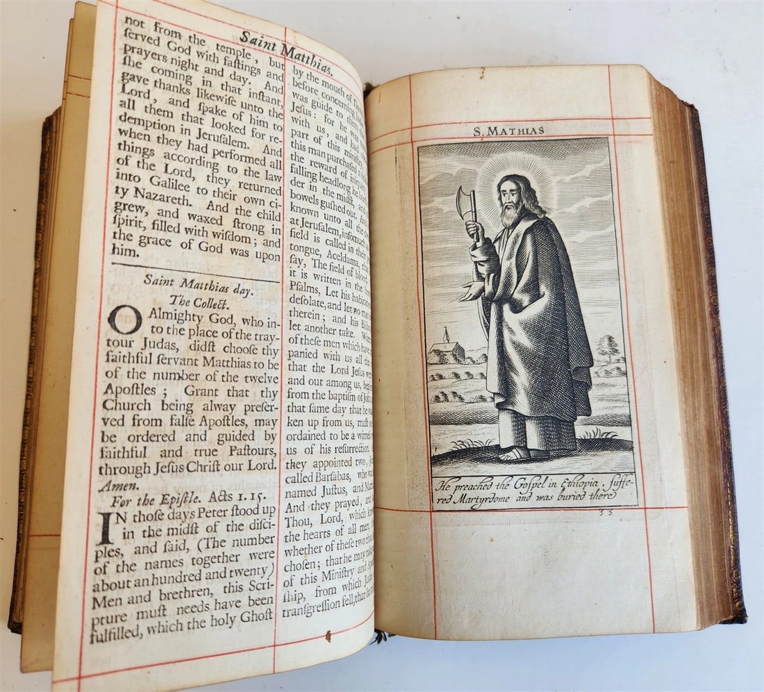 1701 BOOK OF COMMON PRAYER in ENGLISH w/ PSALMS of DAVID ANTIQUE illustrated - 14