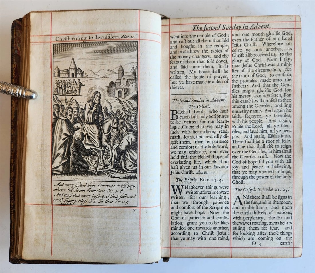 1701 BOOK OF COMMON PRAYER in ENGLISH w/ PSALMS of DAVID ANTIQUE illustrated - 2